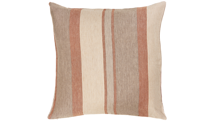 Ib Laursen hør pudebetræk 50x50 cm brun/rustfarvede striber